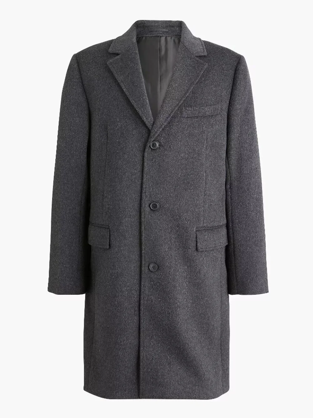 J. Crew Men's Dark Charcoal Gray Wool Blend Topcoat Size 42 NEW $450